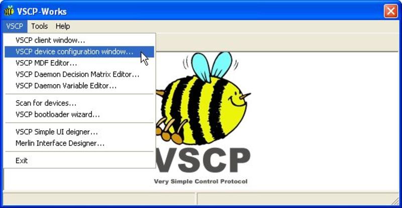 start the VSCP device configuration window